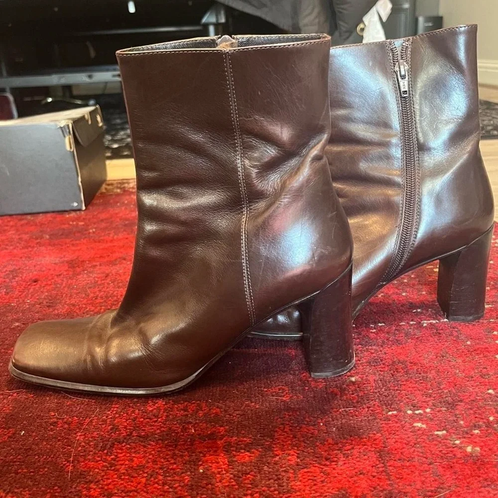 Brown Leather Ankle Boots - Picture 2 of 6
